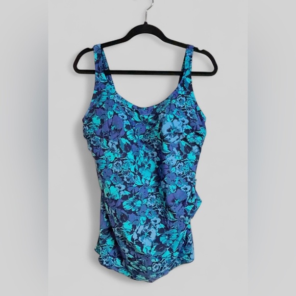 LL Bean Sarong UPF 40+ Slimming One Piece Swimsuit Size 18W - Picture 1 of 8